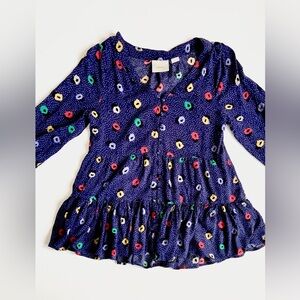 Anthropologie MAEVE Tunic Women's XSmall Petite Lila Tiered Polka Dots Tunic top